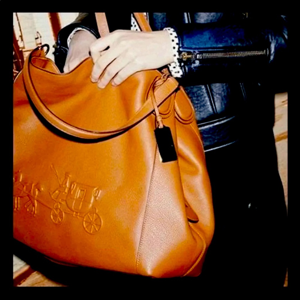 Coach Edie Embossed saddle tote bag purse